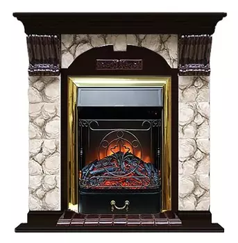 Комплект из электрокамина напольного и портала (106.5x36.5x98 см) Арочный Карелия Majestic BR АР000084