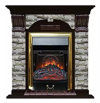 Комплект из электрокамина напольного и портала (106.5x36.5x98 см) Арочный Алтай Majestic BR АР000004