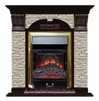 Комплект из электрокамина напольного и портала (106.5x36.5x98 см) Арочный ГО Majestic BR АР000044