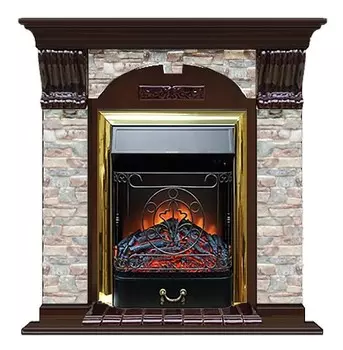 Комплект из электрокамина напольного и портала (106.5x36.5x98 см) Арочный ГЦ Majestic BR АР000068