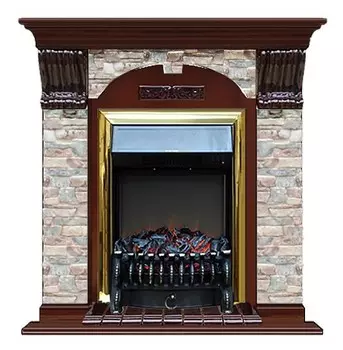 Комплект из электрокамина напольного и портала (106.5x36.5x98 см) Арочный ГЦ Fobos BR АР000070