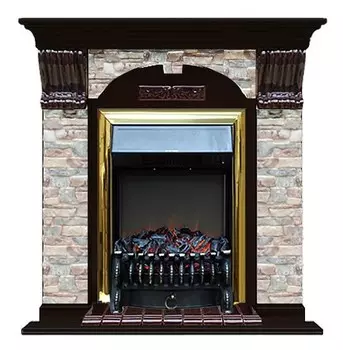 Комплект из электрокамина напольного и портала (106.5x36.5x98 см) Арочный ГЦ Fobos BR АР000062