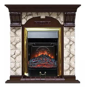 Комплект из электрокамина напольного и портала (106.5x36.5x98 см) Арочный Карелия Majestic BR АР000088