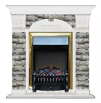 Комплект из электрокамина напольного и портала (106.5x36.5x98 см) Арочный Алтай Fobos BR АР000018