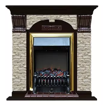 Комплект из электрокамина напольного и портала (106.5x36.5x98 см) Арочный ГО Fobos BR АР000042