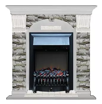 Комплект из электрокамина напольного и портала (106.5x36.5x98 см) Арочный Алтай Fobos BL АР000013