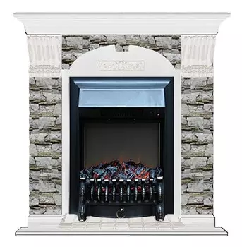 Комплект из электрокамина напольного и портала (106.5x36.5x98 см) Арочный Алтай Fobos BL АР000017