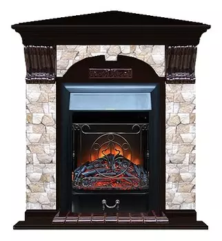 Комплект из электрокамина напольного и портала (106.5x81x98 см) Арочный Арбат угл. Majestic BL АРУ00023