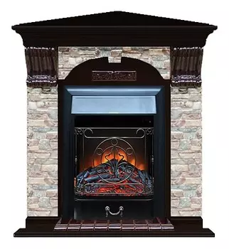 Комплект из электрокамина напольного и портала (106.5x81x98 см) Арочный ГЦ угл. Majestic BL АРУ00063