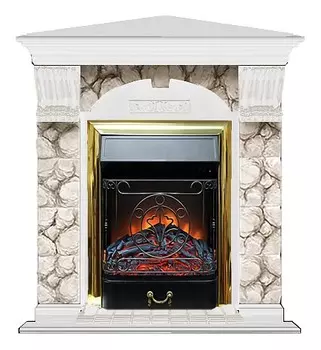 Комплект из электрокамина напольного и портала (106.5x81x98 см) Арочный Карелия угл. Majestic BR АРУ00100