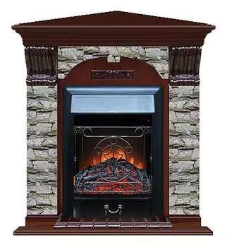 Комплект из электрокамина напольного и портала (106.5x81x98 см) Арочный Алтай угл. Majestic BL АРУ00011