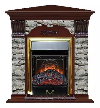 Комплект из электрокамина напольного и портала (106.5x81x98 см) Арочный Алтай угл. Majestic BR АРУ00012