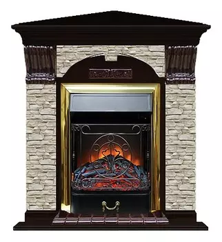 Комплект из электрокамина напольного и портала (106.5x81x98 см) Арочный ГО угл. Majestic BR АРУ00044