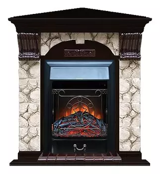 Комплект из электрокамина напольного и портала (106.5x81x98 см) Арочный Карелия угл. Majestic BL АРУ00083