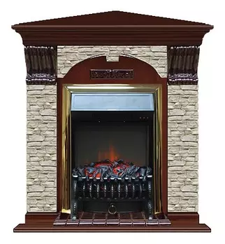 Комплект из электрокамина напольного и портала (106.5x81x98 см) Арочный ГО угл. Fobos BR АРУ00050