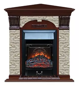 Комплект из электрокамина напольного и портала (106.5x81x98 см) Арочный ГО угл. Majestic BL АРУ00051