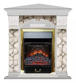 Комплект из электрокамина напольного и портала (106.5x81x98 см) Арочный Карелия угл. Majestic BR АРУ00096