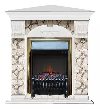 Комплект из электрокамина напольного и портала (106.5x81x98 см) Арочный Карелия угл. Fobos BR АРУ00098