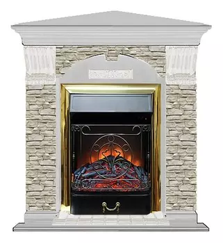 Комплект из электрокамина напольного и портала (106.5x81x98 см) Арочный ГО угл. Majestic BR АРУ00056