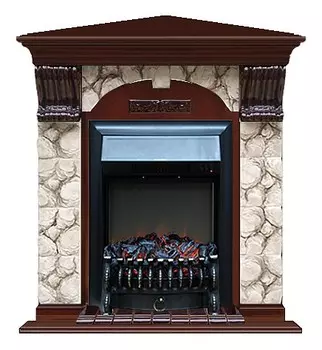 Комплект из электрокамина напольного и портала (106.5x81x98 см) Арочный Карелия угл. Fobos BL АРУ00089