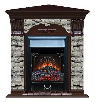 Комплект из электрокамина напольного и портала (106.5x81x98 см) Арочный Алтай угл. Majestic BL АРУ00007