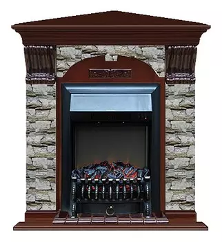 Комплект из электрокамина напольного и портала (106.5x81x98 см) Арочный Алтай угл. Fobos BL АРУ00009