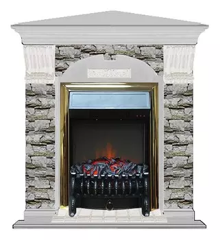 Комплект из электрокамина напольного и портала (106.5x81x98 см) Арочный Алтай угл. Fobos BR АРУ00014