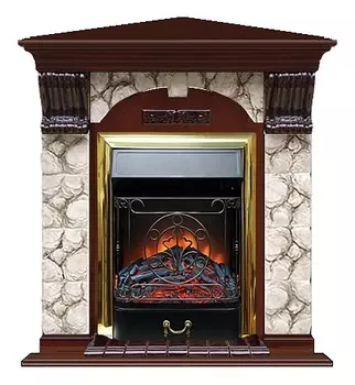 Комплект из электрокамина напольного и портала (106.5x81x98 см) Арочный Карелия угл. Majestic BR АРУ00092