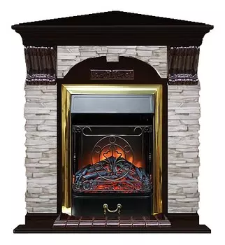 Комплект из электрокамина напольного и портала (106.5x81x98 см) Арочный Мисхор угл. Majestic BR АРУ00104