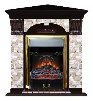 Комплект из электрокамина напольного и портала (106.5x81x98 см) Арочный Арбат угл. Majestic BR АРУ00024
