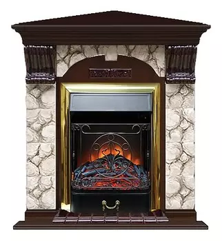 Комплект из электрокамина напольного и портала (106.5x81x98 см) Арочный Карелия угл. Majestic BR АРУ00088