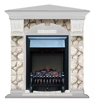 Комплект из электрокамина напольного и портала (106.5x81x98 см) Арочный Карелия угл. Fobos BL АРУ00093