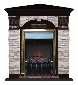Комплект из электрокамина напольного и портала (106.5x81x98 см) Арочный Мисхор угл. Fobos BR АРУ00102