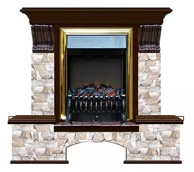 Комплект из электрокамина напольного и портала (122x40х108.5 см) Бостон К Арбат Fobos BR БК000026