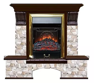 Комплект из электрокамина напольного и портала (122x40х108.5 см) Бостон К Арбат Majestic BR БК000028