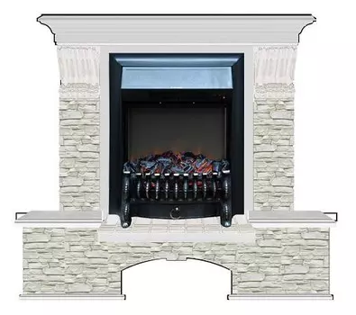 Комплект из электрокамина напольного и портала (122x40х108.5 см) Бостон К ГО Fobos BL БК000053