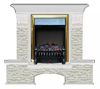 Комплект из электрокамина напольного и портала (122x40х108.5 см) Бостон К ГО Fobos BR БК000054