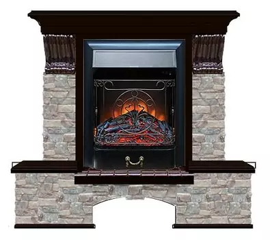 Комплект из электрокамина напольного и портала (122x40х108.5 см) Бостон К ГЦ Majestic BL БК000063