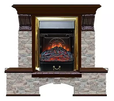 Комплект из электрокамина напольного и портала (122x40х108.5 см) Бостон К ГЦ Majestic BR БК000068