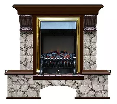 Комплект из электрокамина напольного и портала (122x40х108.5 см) Бостон К Карелия Fobos BR БК000086