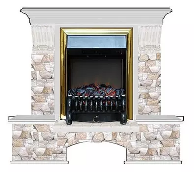 Комплект из электрокамина напольного и портала (122x40х108.5 см) Бостон К Арбат Fobos BR БК000034