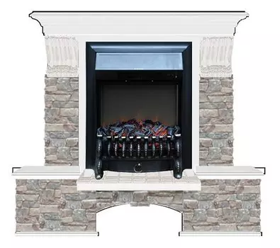 Комплект из электрокамина напольного и портала (122x40х108.5 см) Бостон К ГЦ Fobos BL БК000077