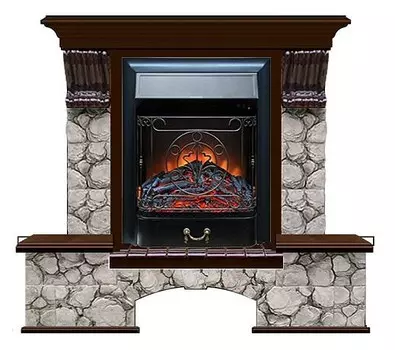 Комплект из электрокамина напольного и портала (122x40х108.5 см) Бостон К Карелия Majestic BL БК000087