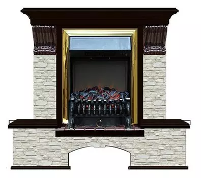 Комплект из электрокамина напольного и портала (122x40х108.5 см) Бостон К ГО Fobos BR БК000042