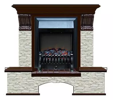 Комплект из электрокамина напольного и портала (122x40х108.5 см) Бостон К ГО Fobos BL БК000045