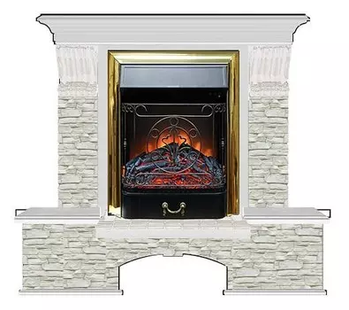 Комплект из электрокамина напольного и портала (122x40х108.5 см) Бостон К ГО Majestic BR БК000056