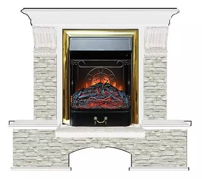 Комплект из электрокамина напольного и портала (122x40х108.5 см) Бостон К ГО Majestic BR БК000060