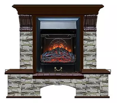 Комплект из электрокамина напольного и портала (122x40х108.5 см) Бостон К Алтай Majestic BL БК000007
