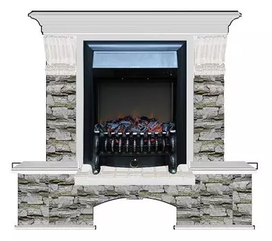 Комплект из электрокамина напольного и портала (122x40х108.5 см) Бостон К Алтай Fobos BL БК000013