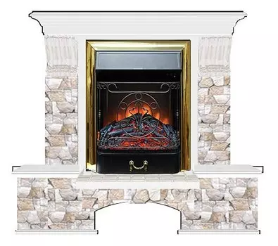 Комплект из электрокамина напольного и портала (122x40х108.5 см) Бостон К Арбат Majestic BR БК000040